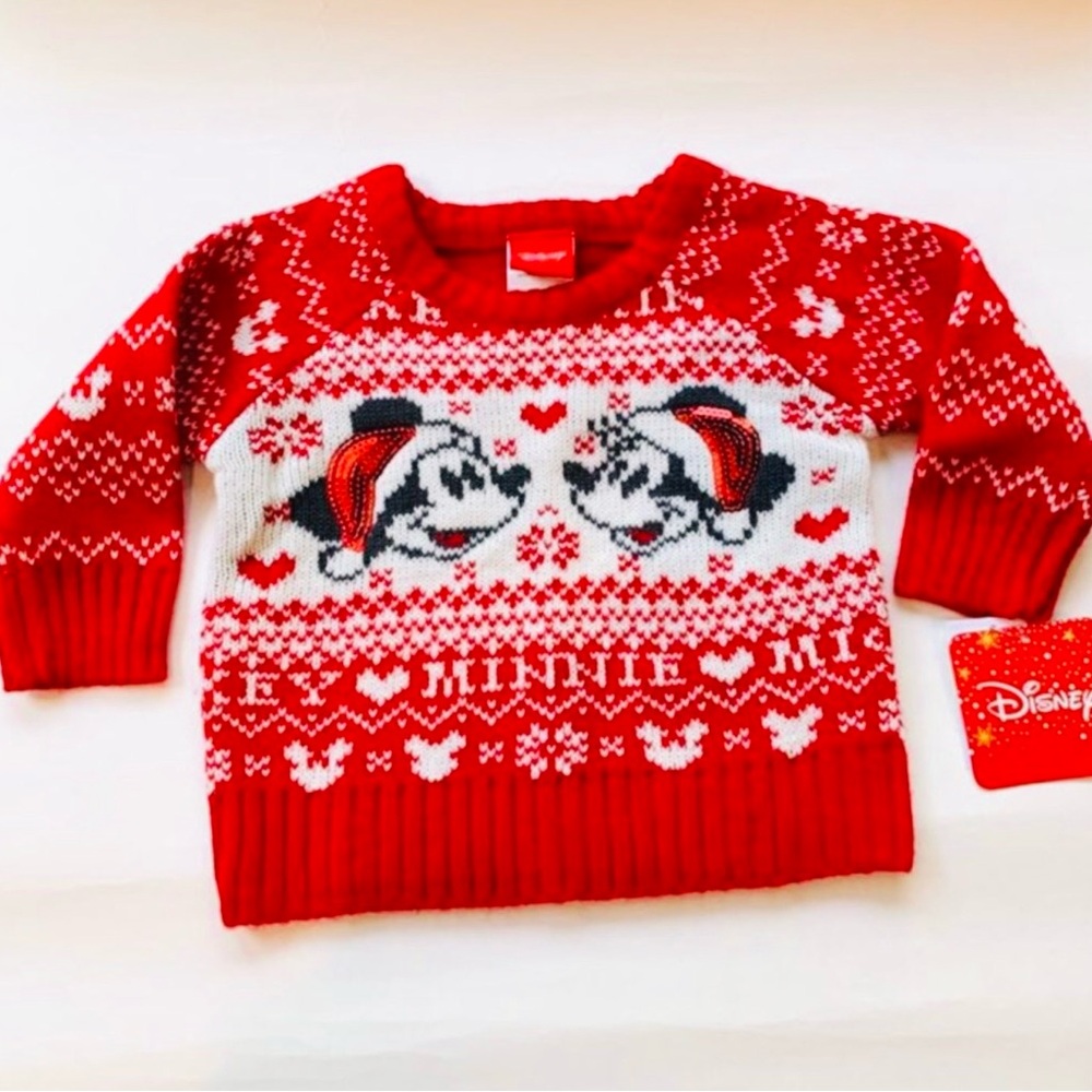 Disney Red and White Mickey & Minnie Kids Sweater